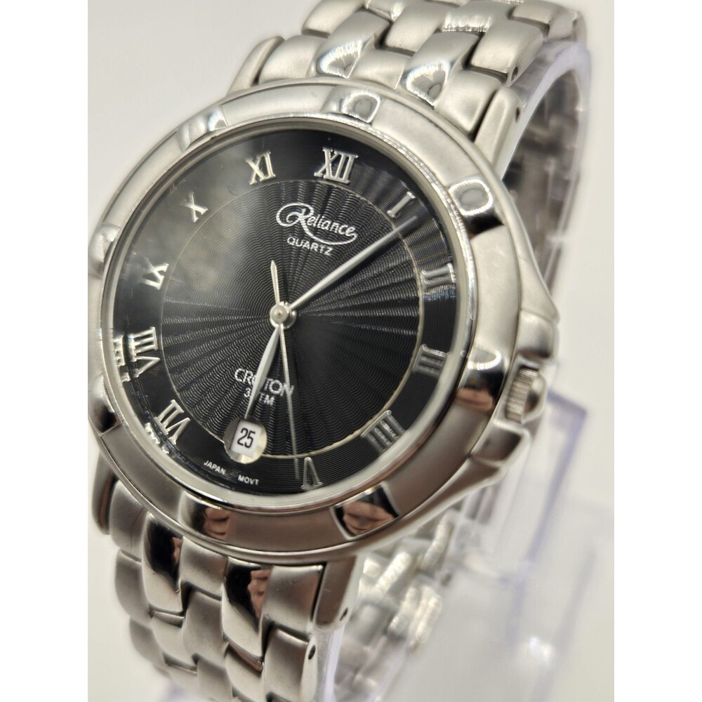 Reliance By Croton Black Sunburst Dial 38mm Stainless Steel Unisex Watch. 7.25"